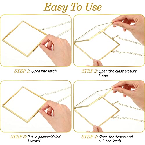 6 Packs Glass Frames For Pressed Flowers Double Glass Golden Hanging Picture Frames With Chain 3 Sizes Diy Frame Floating Photo Hanging Frame Artwork Display Frame For Wall Gallery Art Decor #TOP2