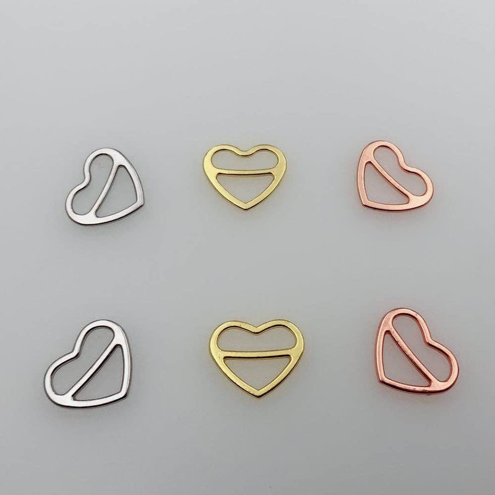 LUNYY 20pcs/lot Zinc alloy bra sliders heart shape lingerie strap adjusters For Lingerie Adjustment DIY Accessories