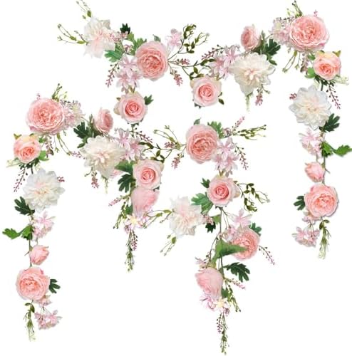 Peony Garland, 2PCS 6' Each, OrgMemory Rose Flower Vine, Floral G...