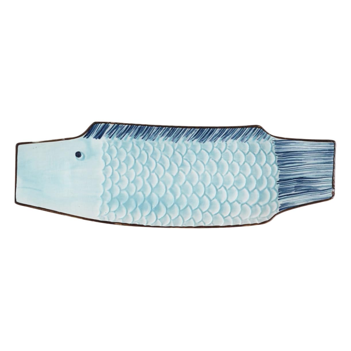 Mipcase Plato de Sushi de Cerámica Forma de Pez 29 Cm Azul Decorativo Resistente para Restaurantes y Hogar Vajilla Japonesa para Sashimi y Mariscos