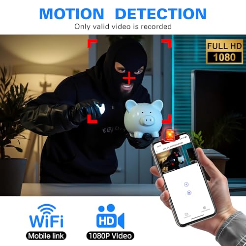 QENULORT 128GB Mini Camera, 1080P, AI Motion Detection, WiFi Remote View, Night Vision, Portable HD Security Recorder for Home, Office, Pets - Image 5