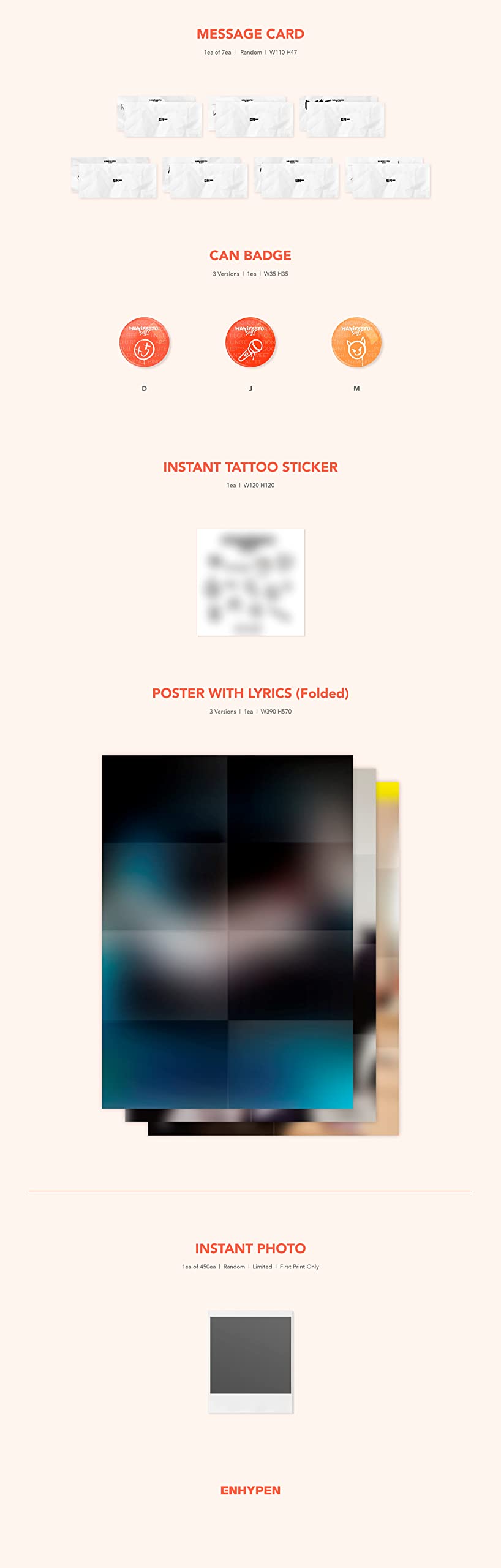 ENHYPEN - MANIFESTO: DAY 1 (ENGENE D VER.) 3° Mini Album K-POP – Con EBook PDF, Photocard, Sticker, Poster, CD, Esclusiva BolsVos