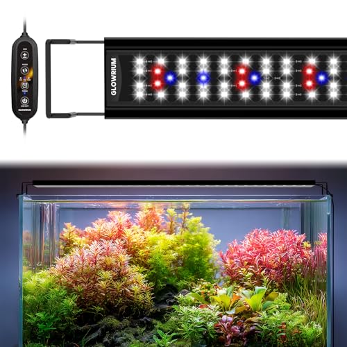 GLOWRIUM Aquarium Light, LED Full Spectrum Freshwater Fish Tank, infinitely dimmable, Fish Tank Light with auto-on/Off Timer (12-17 in)