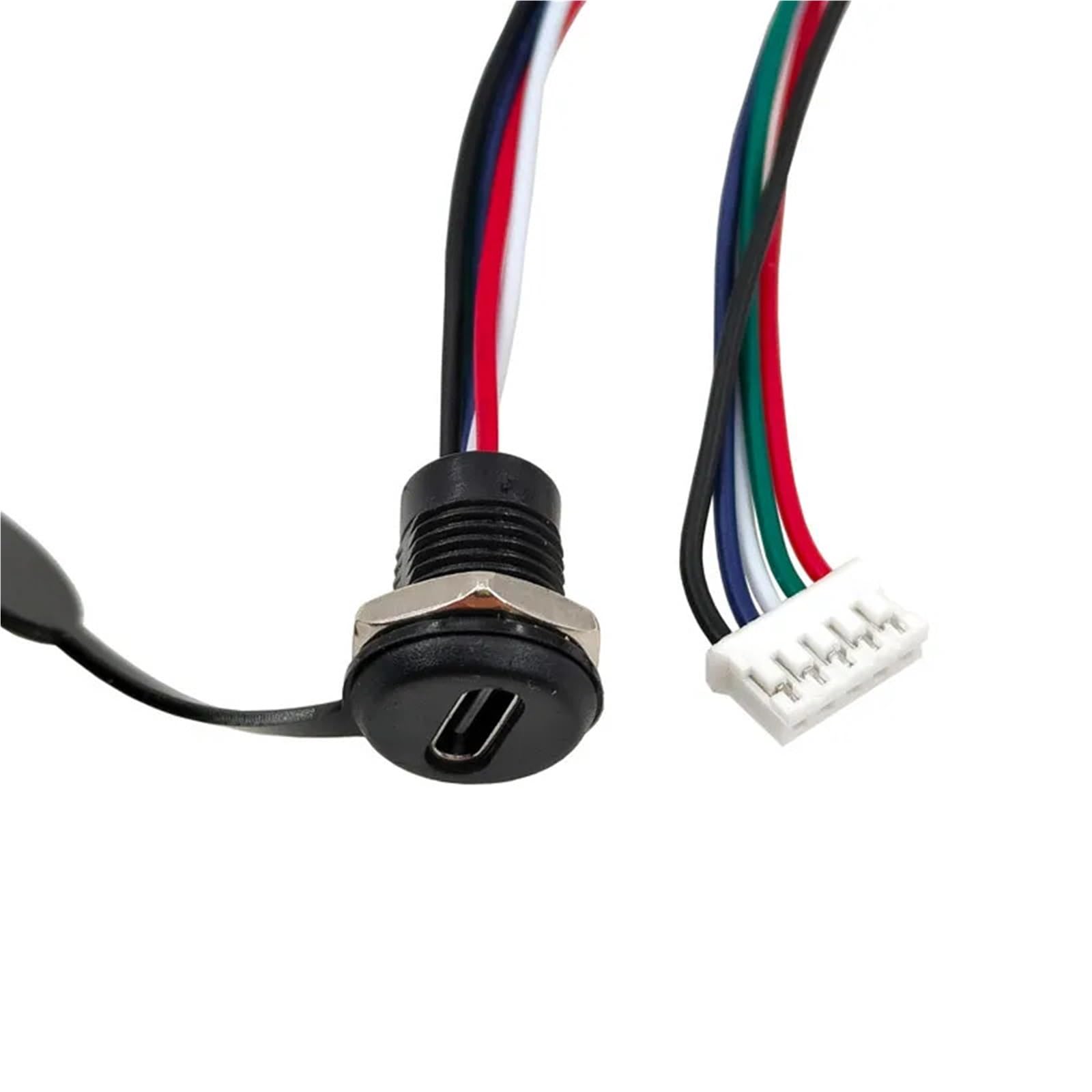 10 szt. USB-C 2/4/5-pinowe wysokoprądowe gniazdo szybkiego ładowania CC z nakrętką PH2.0 zatrzaskową płytką typu C żeńskie wodoodporne gniazdo złącza (4-liniowy biały zamek)