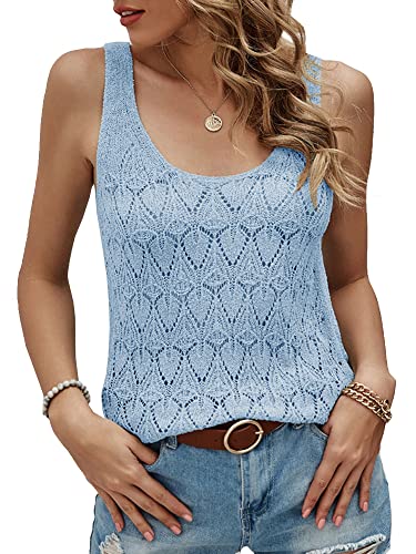 Image of Womens Sleeveless Tank Tops Summer Knit Sweater Vest Casual Cami Shirts Tops