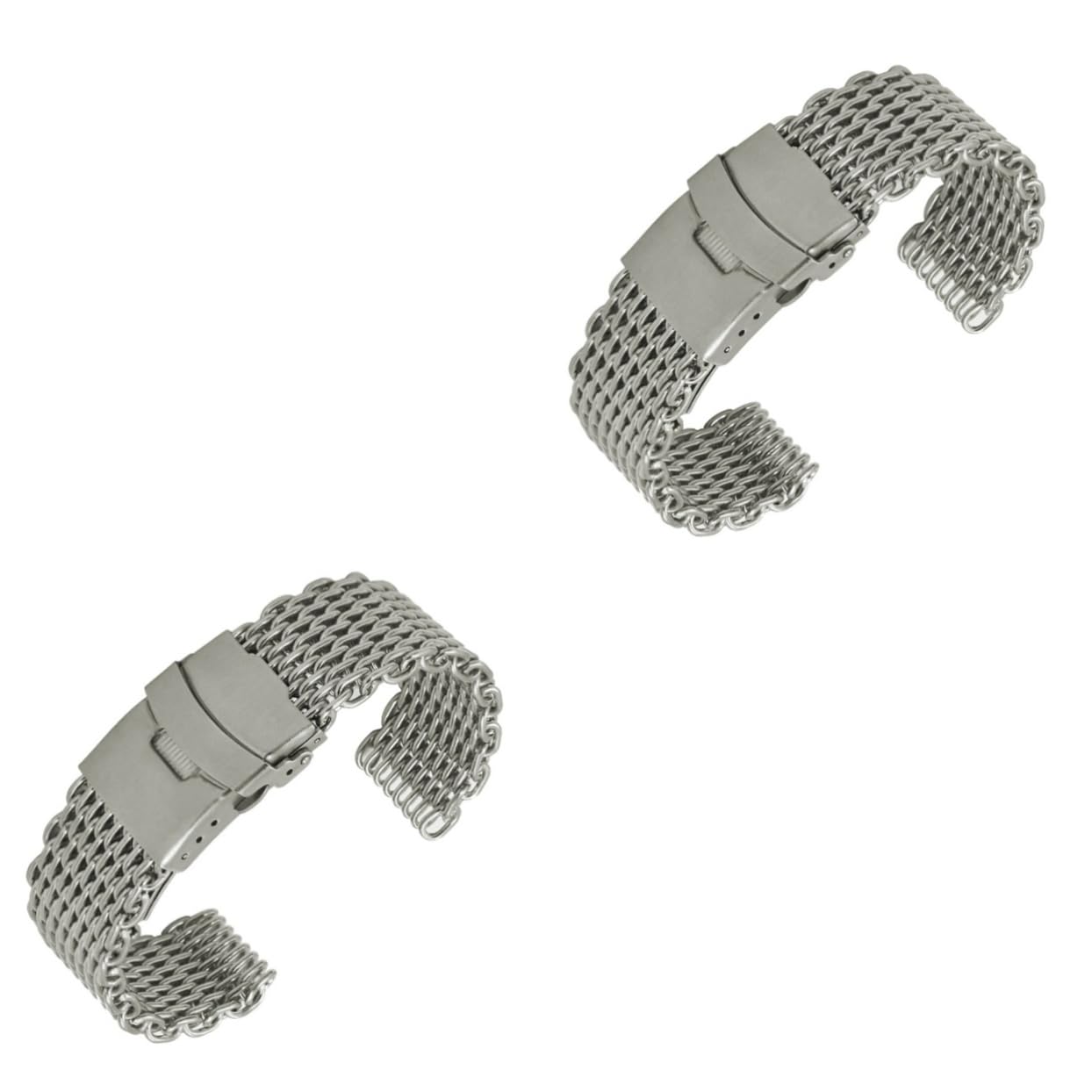 PACKOVE Lot De 2 Bracelets De Montre Uniques En Acier Inoxydable Pour Homme Et Femme En Maille De Requin 20 Mm Confortables Et Tendance