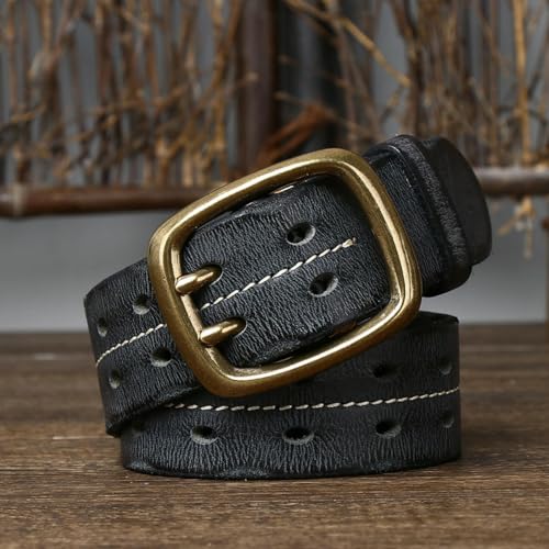 Leather Work Belt For Men, 1.5" Wide Double Prong Full Grain Leather Adjustable Country Casual Belt For Jeans3