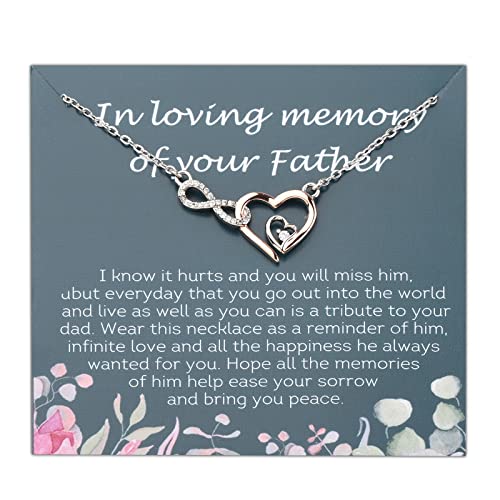 PLITI Father Memorial Necklace - Sympathy Gift for Loss of Father - Infinity Pendant in Loving Memory