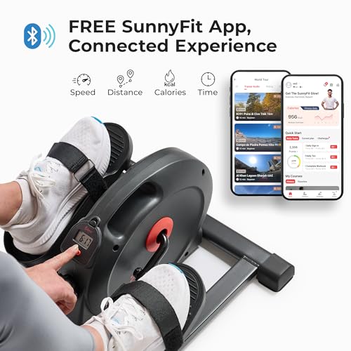 Image of Sunny Health & Fitness Under Desk Pedal Elliptical Machine, Adjustable Resistance Leg Exerciser Office Home Workout While Sitting for Seniors