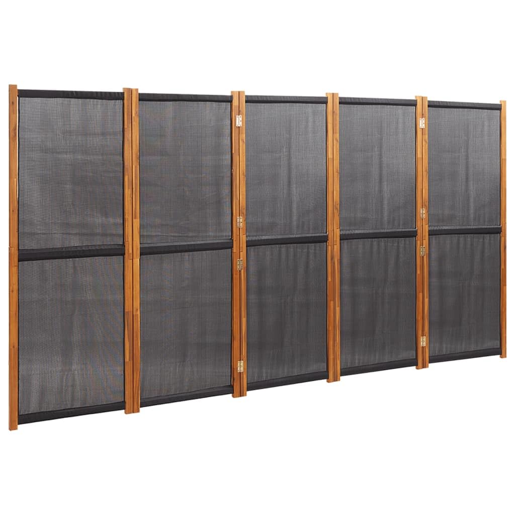 vidaXL 5-Panel Room Divider Black 350x180 cm — image 1