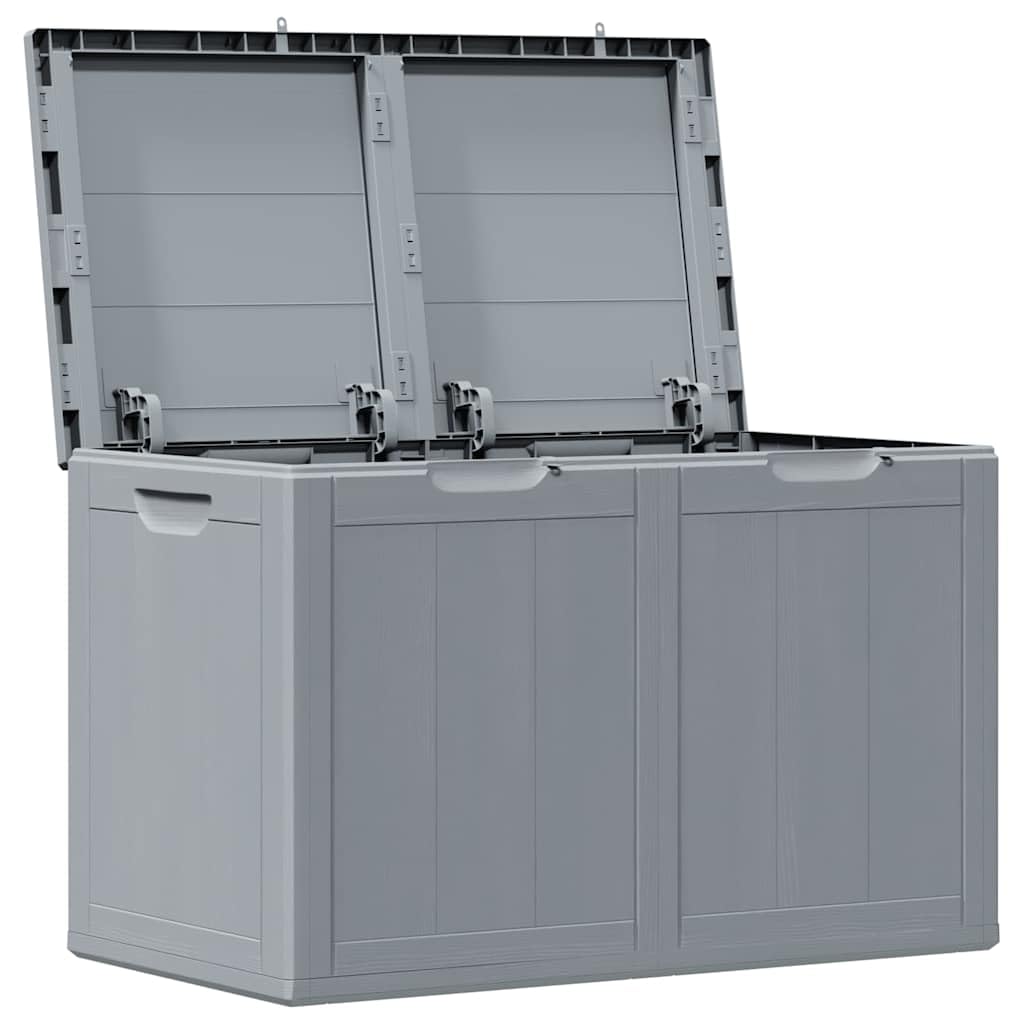 Garten-Aufbewahrungsbox 180 L Grau PP-Holzoptik, Witterungsbeständige Aufbewahrungstruhe für Terrasse und Garten, Vielseitige Lagerbox mit UV-Schutz und Stauraum