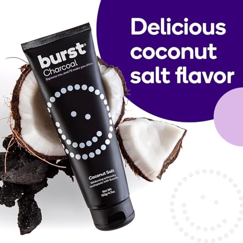 Image of BURST Charcoal Whitening Toothpaste for Adults (4.7oz) | for Sensitive Teeth with Cavity Fighting Fluoride & Xylitol |Vegan | Gluten & SLS Free | Coconut Salt | for Sensitive Teeth with Cavity Fighting Fluoride & Xylitol |Vegan | Gluten & SLS Free