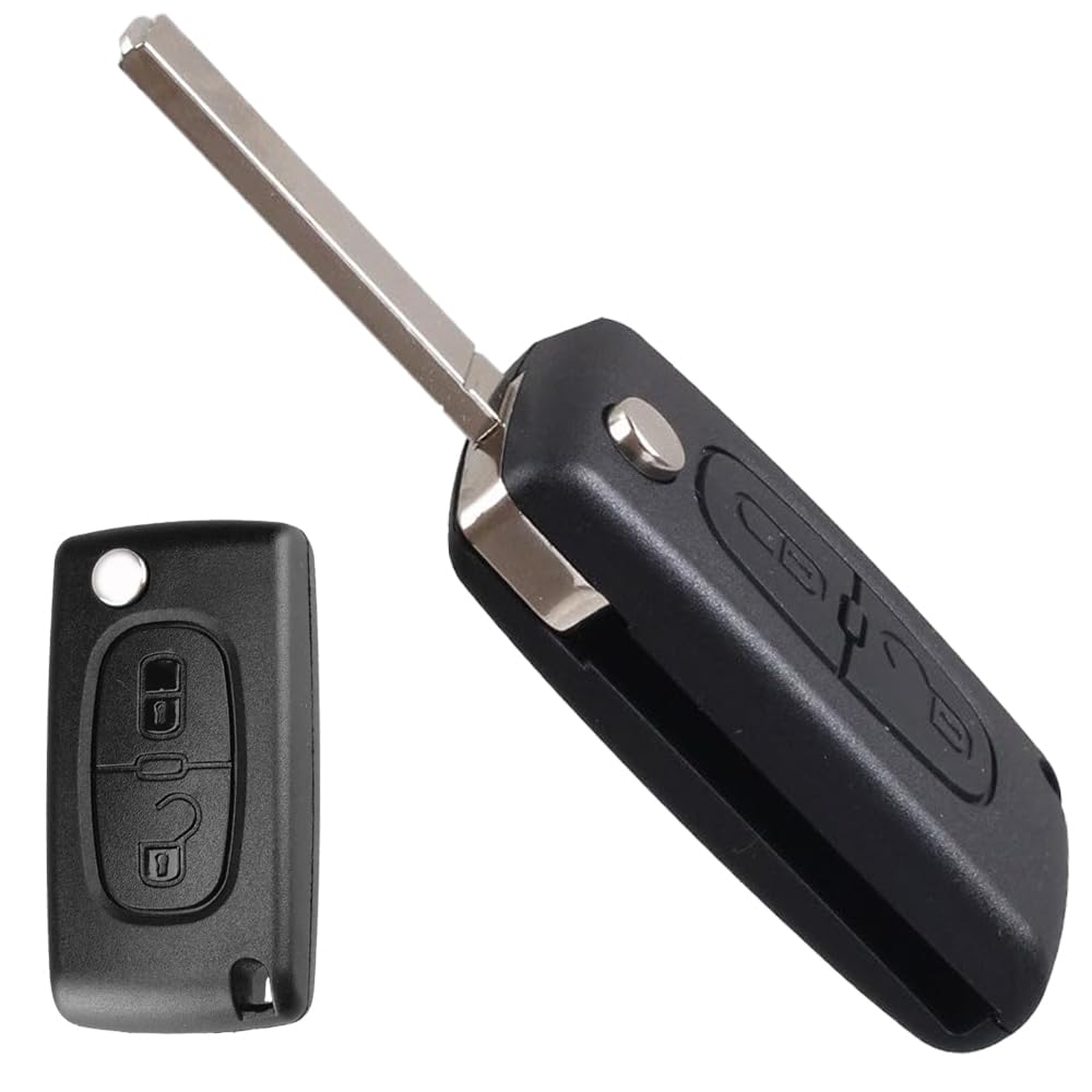2-przyciskowe etui na kluczyki samochodowe kompatybilne z Peugeot i Citroen - 207, 307, 308, 407, 607, 807, C2, C3, C4, C5, C6, C8, DS3, DS4, zapewnia ochronę i styl (2 sztuki)