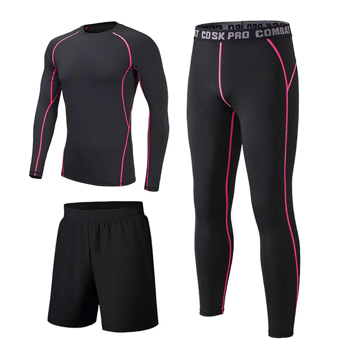 Echinodon Sous-vêtements de sport thermiques pour enfant garçon fille 3 pièces Sous-vêtements fonctionnels Football avec doublure polaire pour entraînement Sous-vêtements de compression Rose S