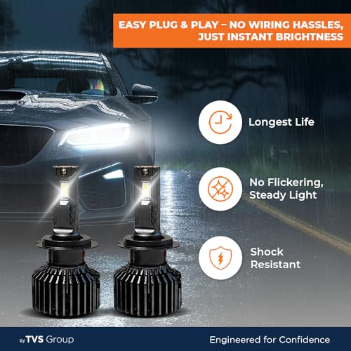 Image of myTVS LED Car Headlight Bulbs |152W Super Bright 6000K Cool White LED Conversion Kit | High Power Waterproof Headlamps 15200 Lumens| Plug & Play, Long-Lasting, Universal Fit, 2-Year Warranty LED8-H7