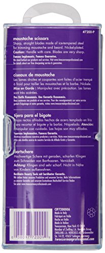 Tweezerman-Forbici in nichel, motivo: baffi