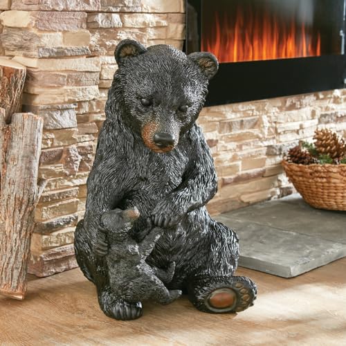 Escultura Oso Madre y Cría en Poliresina Rústica