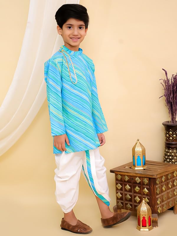 Image of superminis Boys Cotton Solid Jacket, Kurta Dhoti Set