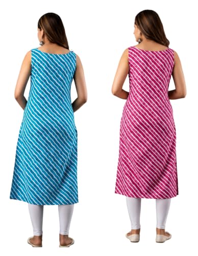 Image of Women's Straight Fit Printed Crepe Kurta, Casual Wear Kurti Combo Design No 9002