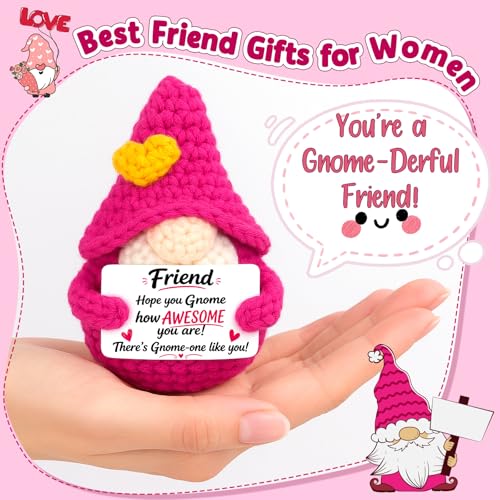 Friend Friendship Gifts for Women - Back to School Gifts for Students Funny Crochet Gnome Gifts for Bestfriend Best Friend Friends Female Work Bestie BFF Girls Birthday Friendsgiving Christmas - Image 5
