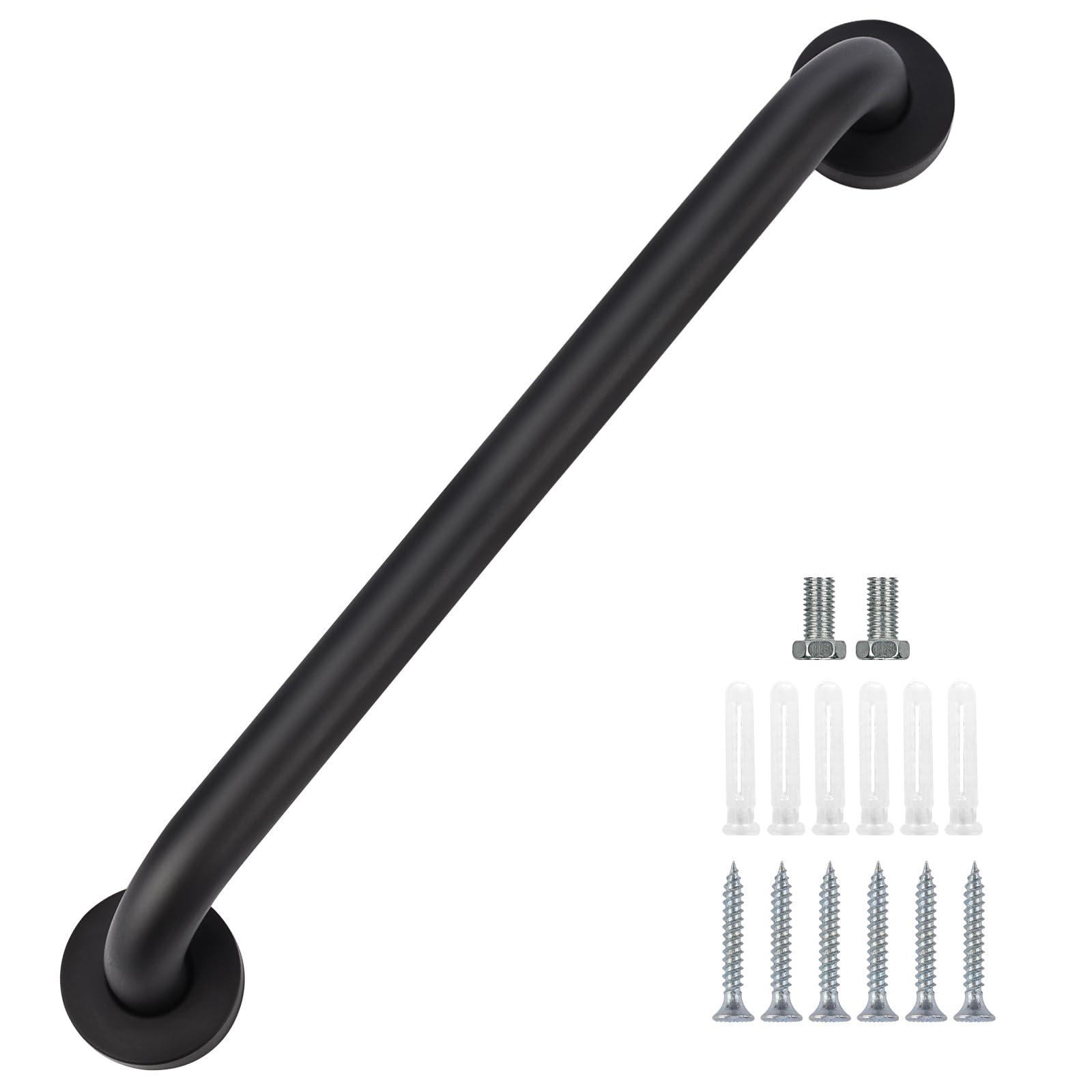 YF Barra de Agarre para Ducha, 60 cm Barra de Agarre de Baño de Acero Inoxidable, Barra de Ducha Antideslizante Negra Asidero para Ducha Barra de Soporte Barra de Equilibrio para Ducha