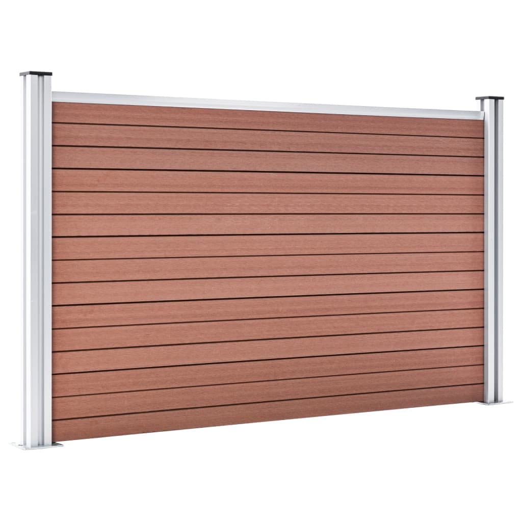 Gartenzaun WPC braun 872x106 cm Zaunelement Sichtschutz Holz-Kunststoff Verbund mit Aluminium Pfosten für Terrasse Vorgarten Balkon, blickdicht, robust, wetterbeständig, einfache Montage