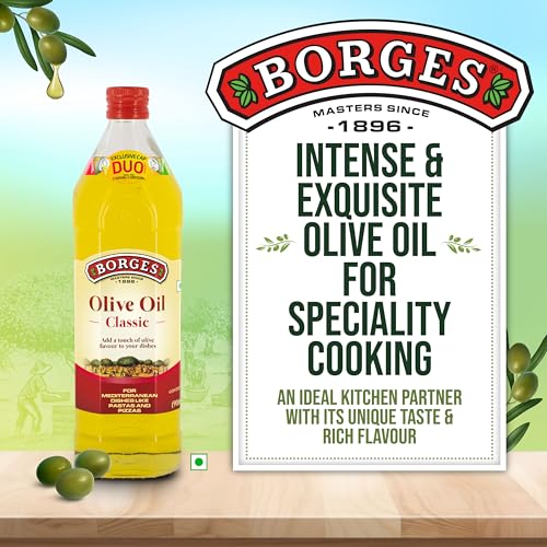 Image of Borges Classic Olive Oil - 1 L |Packed in Spain |75% MUFA | Rich in Antioxidants | Ideal For Mediterranean dishes like Pizza, Pasta and speciality dishes