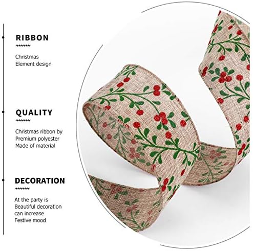EXCEART 1 Roll 10M Christmas Wired Ribbon Burlap Ribbon Vintage Christmas Ribbon DIY Fabric Ribbon for Gift Wrapping Ribbon Christmas Decoration, 5MM (Christmas Berry)