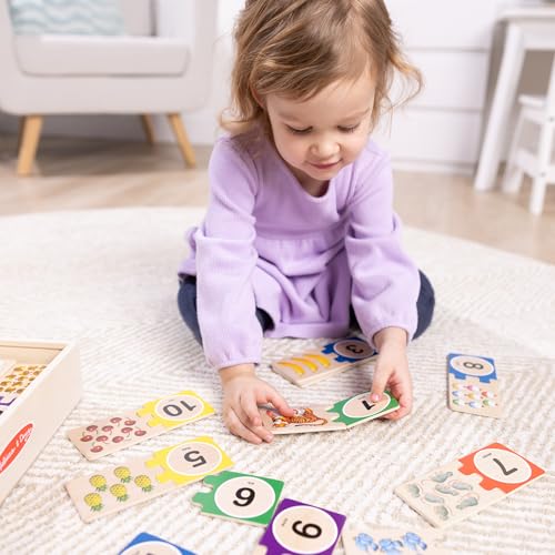 Image of Melissa & Doug Self-Correcting Number Puzzles (Developmental Toys, Wooden Storage Box, Matching & Counting Skill Development, 40 Pieces, 12.75 inch H x 5.75 inch W x 2.75 inch L)