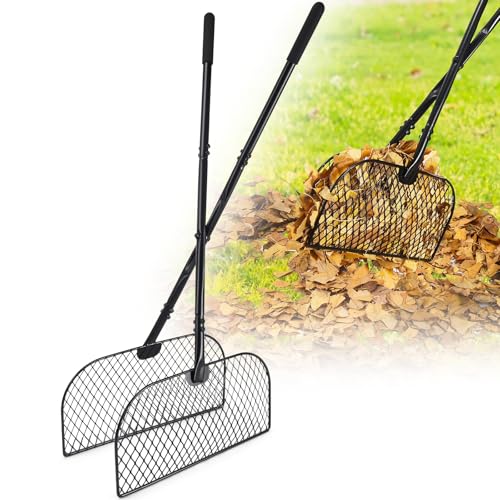 AugFir Leaf Grabber Rake Long Handle Metal Leaf Picker Upper Efficient and Labor-Saving Yard Rake Leaves Grabber for Garden Cleaning No Bending Over