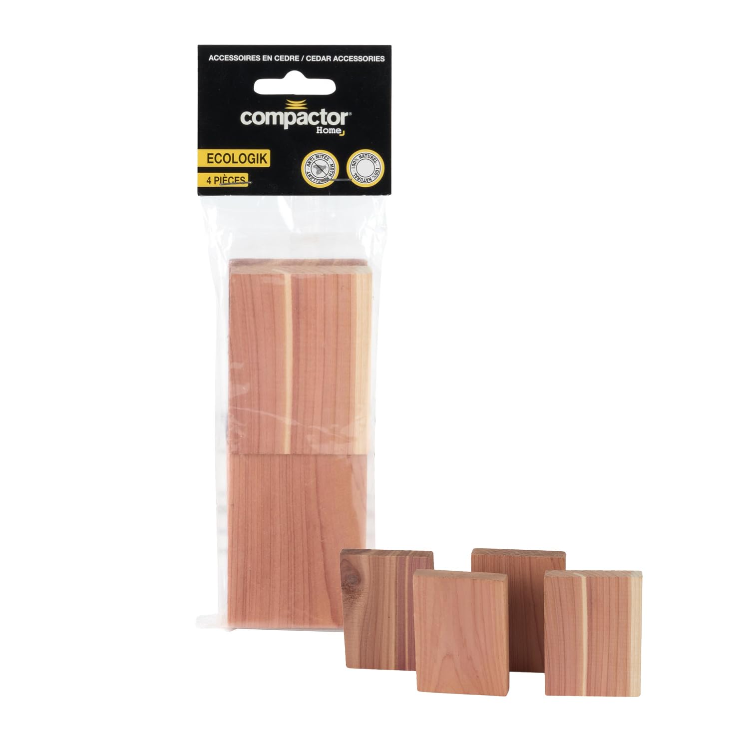 Compactor Set di 4 Plance Repellenti per Tarme in Legno di Cedro, Collezione NATURE, Misura M