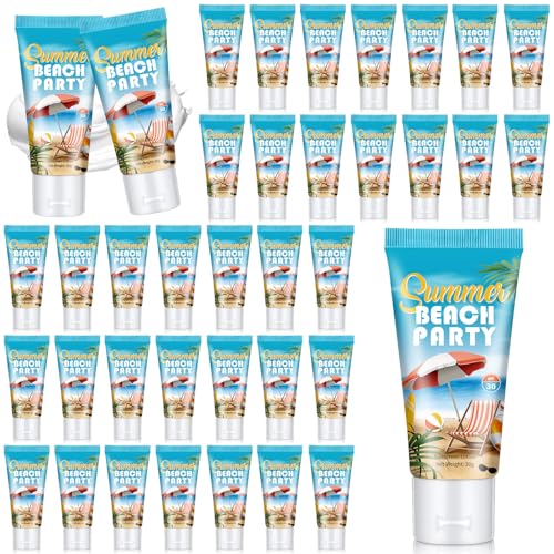 Image of 36 Pcs Travel Size Mini Sunscreen Bulk for Summer Vacation Spf 30 Water Resistant Sunscreen Lotion Sunblock for Thank You Gifts Hawaiian Wedding Pool Party Favor (Beach Bash)