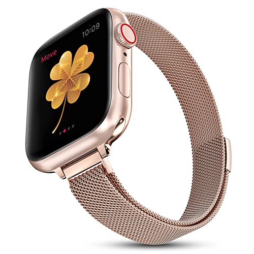 Image of for Apple Watch Band Series Ultra SE 8 7 6 5 4 3 2 1 38mm 40mm 41mm 42mm 44mm 45mm 49mm, Stainless Steel Slim & Thin Mesh Magnetic Clasp Strap Women and Girl Replacement Band for iWatch