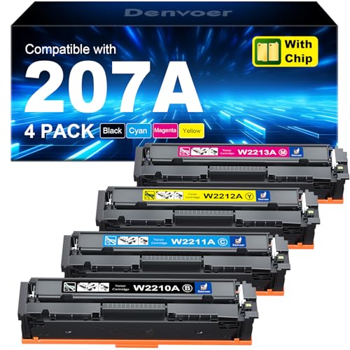 207A Toner con Chip Compatible con HP 207A 207X para HP Color LaserJet Pro MFP M283fdw M283fdn M283cdw M282nw M255dw M255nw W2210A W2211A W2212A W2213A Negro Cian Amarillo Magenta