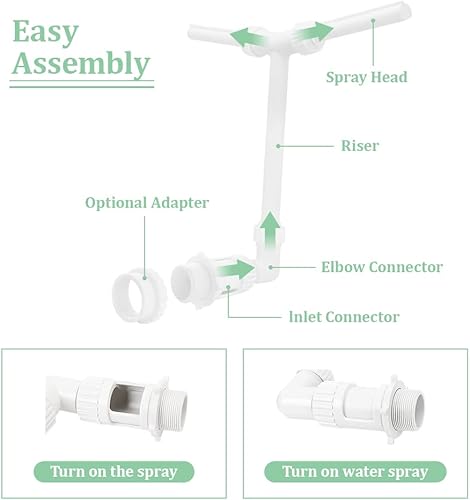 Miniatura 9 de Anbt Fuente de piscina, rociador de cascada para piscina, rociador divertido de agua, se adapta a 1.5 pulgadas roscadas en el suelo, rociadores de