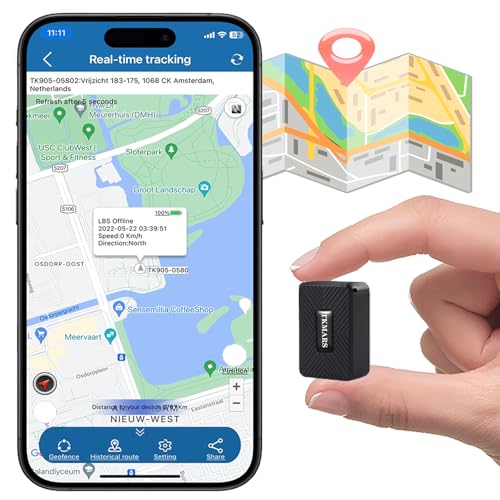 Micro Localizador GPS Tracker para Coche, Moto Mayores, Mini GPS Espía 1500 mAh Posicionamiento Cada 10 Segundos Antirrobo Alarmas Imán Potente Seguimiento Global en Tiempo Real