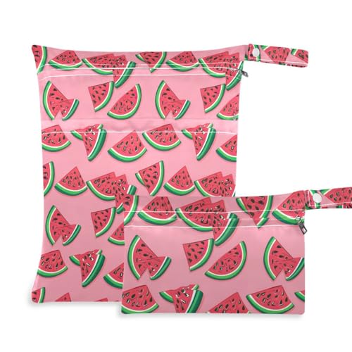 Coikll Wet Dry Bags for Cloth Diaper 2 Pack Waterproof Yoga Gym Bag for Swimsuit Wet Clothes Baby Items-?Cartoon Watermelon?