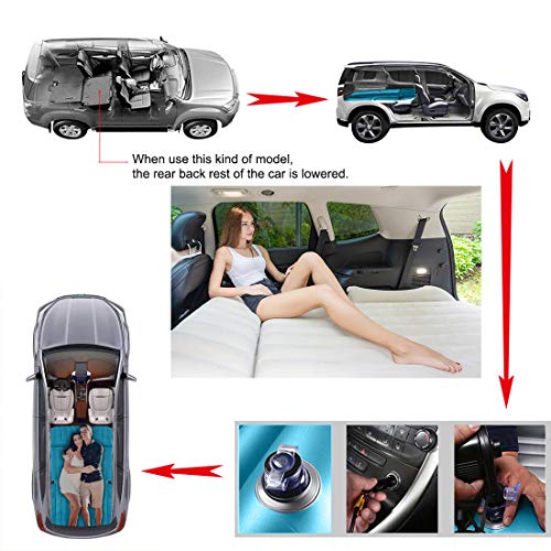 WEY&FLY SUV Air Mattress Thickened and Double-Sided Flocking Travel Inflatable Mattress Camping Air Bed Dedicated Mobile Cushion Extended Outdoor for SUV 4 Air Bags (Blue/Beige) - Thumbnail 7