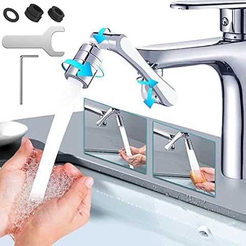 Aerators for Taps, Universal 1080° Flow Regulator Water Saving Set, Dual Mode All-Metal 360° Swivelling Multifunctional Extension Tap Attachment for Kitchen Bathroom Children Cover
