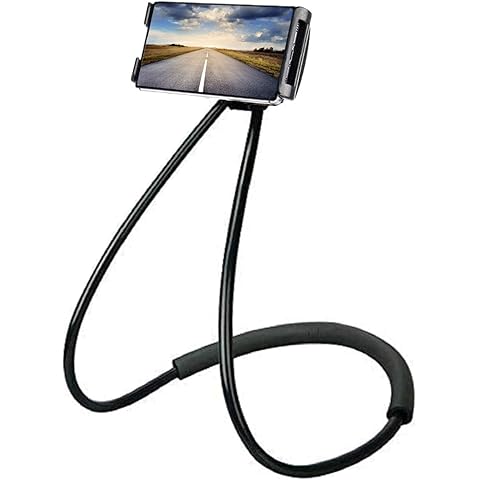 Chapter Seven Universal Smart Mobile Phone Stand,Hanging on Neck Cell Phone Mount Holder, Flexible Lazy Bracket DIY Free Rotating for Multiple Functions (Black)
