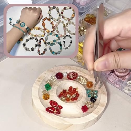 Mezcla de cuentas antiguas de acrílico y material calado retro con goma elástica 6