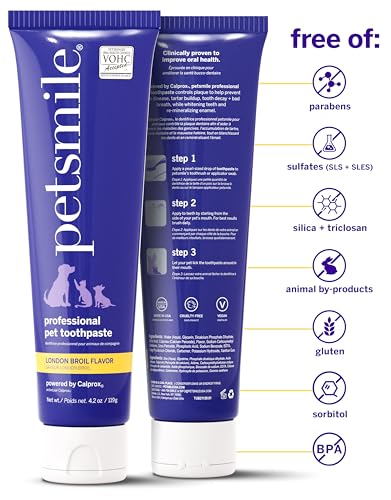 Image of Petsmile VOHC Accepted Pet Toothpaste, London Broil 4.2 Oz, Cats + Dogs | VOHC Accepted, Calprox Powered, Fights Plaque + Tartar, No-Brush Required, Human-Grade, 6-Month Supply, Clinically Proven