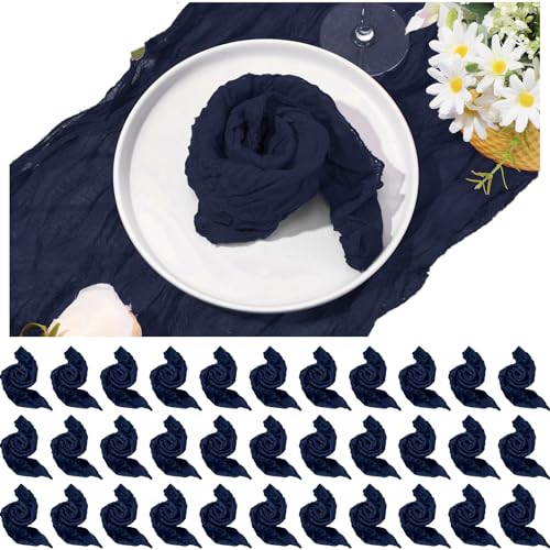 Mixweer 50 Pcs Cheesecloth Napkins Set Fall Gauze Washable, Navy Blue