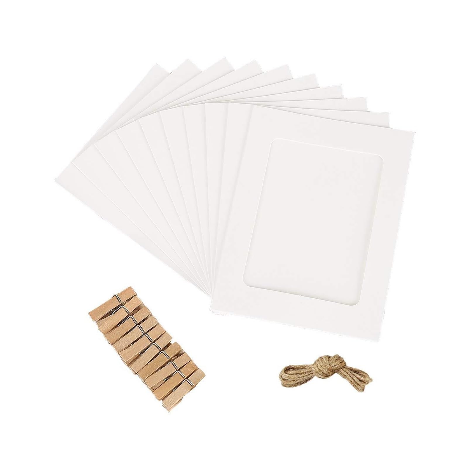 Cardboard Photo Frame 10pcs Mixed Pack Photo Frames with Clips Diy Paper 5inch Picture Hanging Wall Photos Album Party Home Decoration
