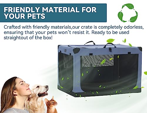 Petsfit-30-Inch-Soft-Dog-Kennel-Adjustable-Fabric-Cover-by-Spiral-Iron-Pipe-Chew-Proof-3-Door-Design-Travel-Collapsible-Dog-Crate-Blue - Cucciolini Doodles   Petsfit-30-Inch-Soft-Dog-Kennel-Adjustable-Fabric-Cover-by-Spiral-Iron-Pipe-Chew-Proof-3-Door-Design-Travel-Collapsible-Dog-Crate-Blue