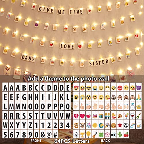 Photo Clips String Light, 16.5Ft 50Leds Fairy Light With 52 Clear Clips 64 Letters, Dorm Lights For College Girls, Timer 8 Modes Battery Powered Picture Clips String Light For Bedroom ,Wall Decor #TOP3