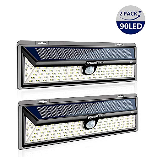 Solar Lights Outdoor, Sonata Motion Sensor Light with 270° Wide Angle, Upgraded 90