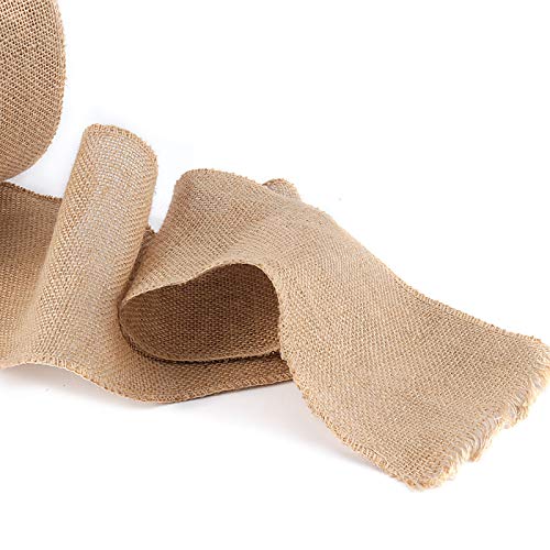 ZOENHOU 15CM x 25M Hessian Ribbon, Hessian Fabric Roll Natural Jute Burlap Ribbon Roll for Table Decoration Party, Craft - Image 3