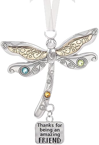 Miniatura 5 de Adorno de amigo con texto en inglés "Thank for Being an Amazing Friend" con diseño de libélula, adornos pensados, regalo de amistad, decoración del
