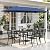 Sophia & William Patio Dining Set with 13ft Double-Sided Patio Umbrella, 8 Piece Metal Outdoor Table Furniture Set with 6 Outdoor Stackable Chairs, 1 Rectangle Dining Table and 1 Large Navy Umbrella